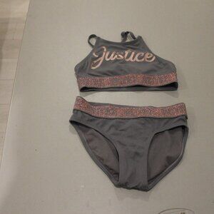 Grey 2 Pcs Justice Bikini Swimsuit Size 10